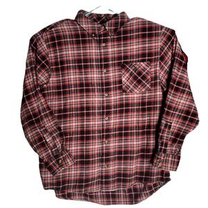 Field & Stream Plaid Flannel Button Down Shirt Size XL Long Sleeve Red